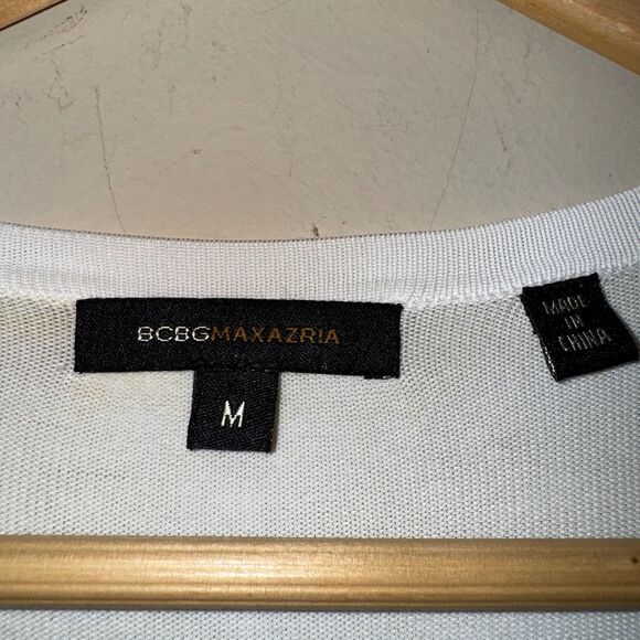 BCBG Cardigan Sweater Womens M Floral Beaded VNeck Pink White Spring Lightweight - Picture 3 of 6